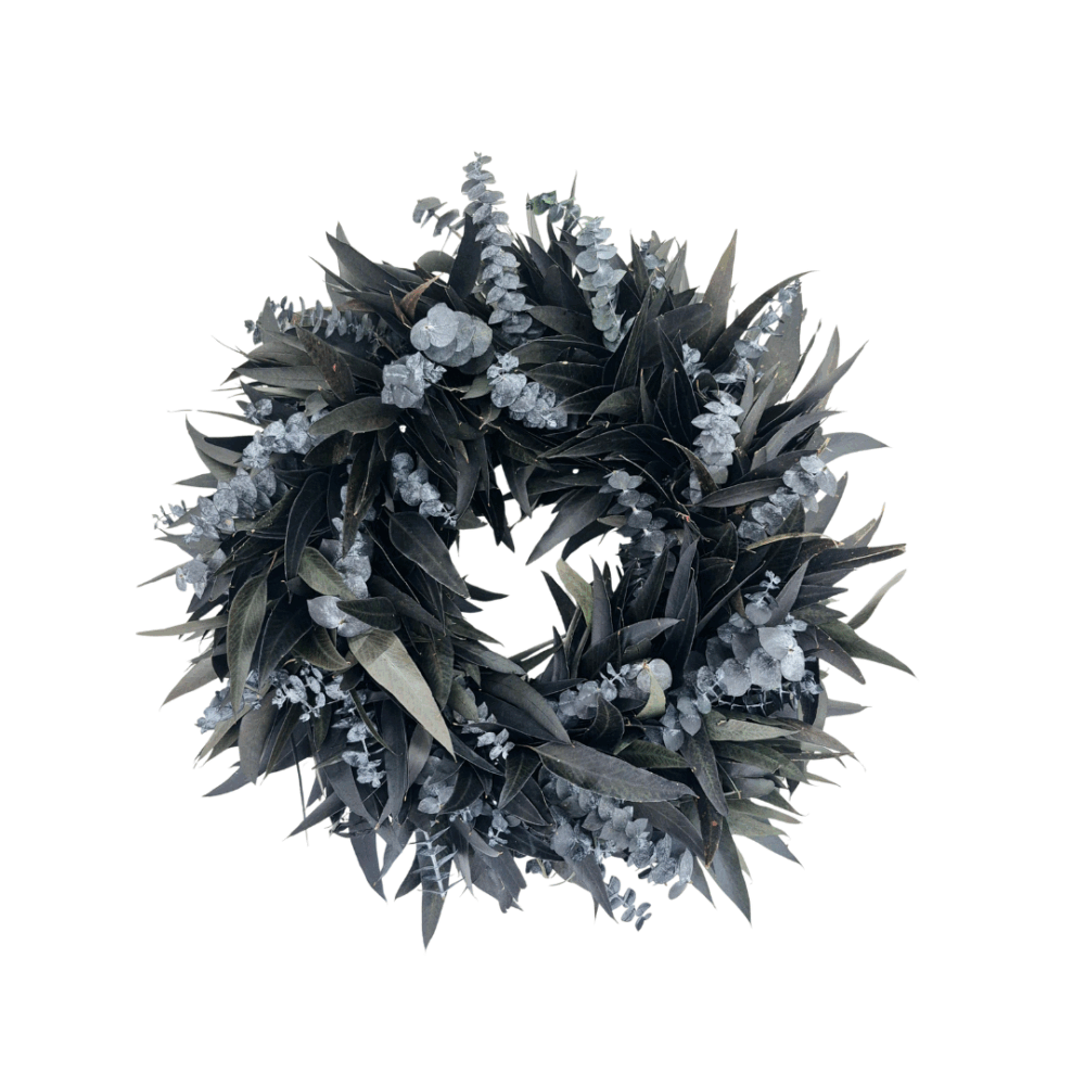 Bluegum & Designer Pennygum Wreath - Black