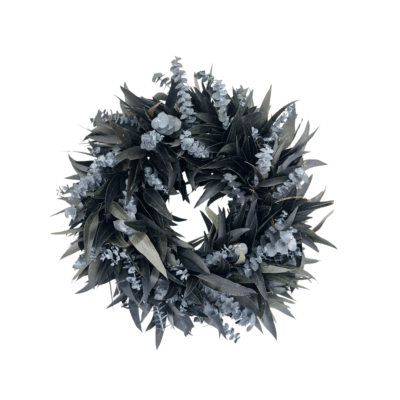 Bluegum & Designer Pennygum Wreath - Black
