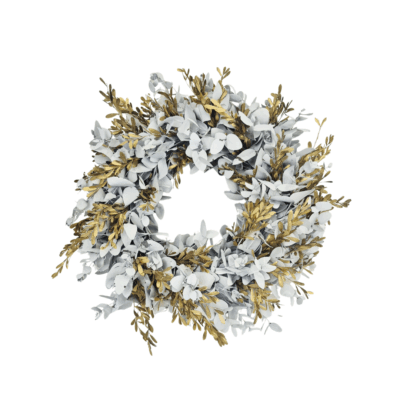 Myrtle & Pennygum Wreath - White & Gold